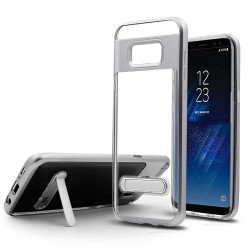 Samsung Galaxy S8 Plus Clear Armor Bumper Kickstand Case (Silver)
